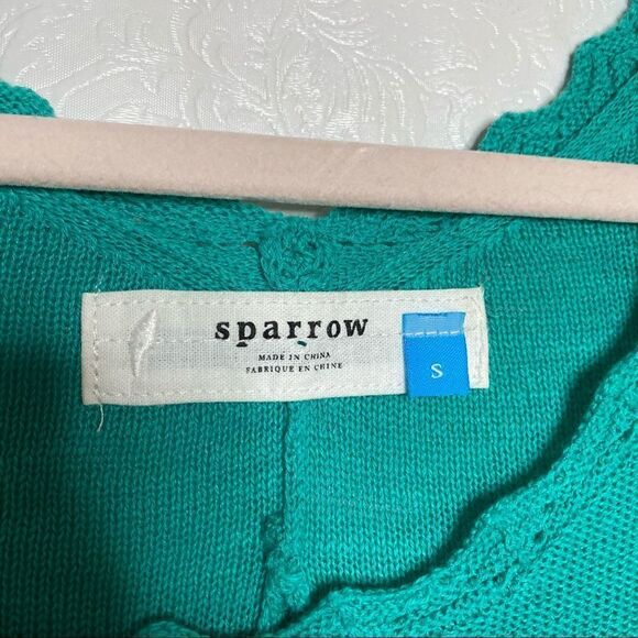 Anthropologie Sparrow Crochet Knit Sweater Teal - Picture 7 of 8